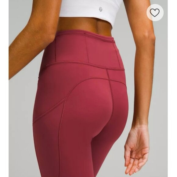 NWOT Lululemon Fast & Free Brushed Nulux 25” High-Rise Tight Red Maroon Size 2 - Picture 5 of 10